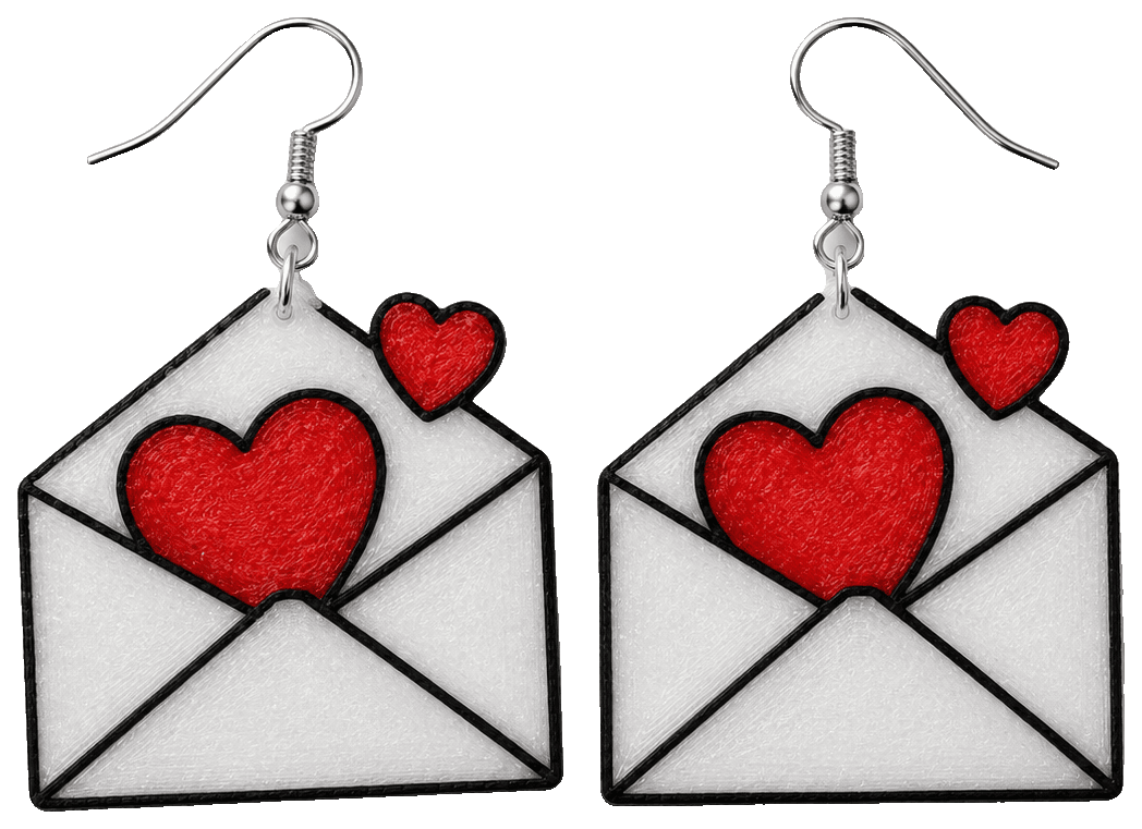 Love Memo Valentines Earrings — 3D-printed earrings