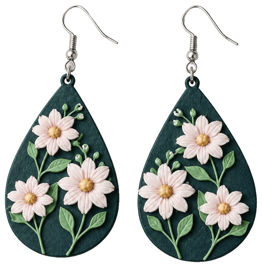 Blossom Teardrop Earrings — 3D-printed earrings
