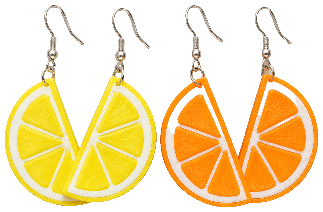 Orange - lemon earrings — 3D-printed earrings