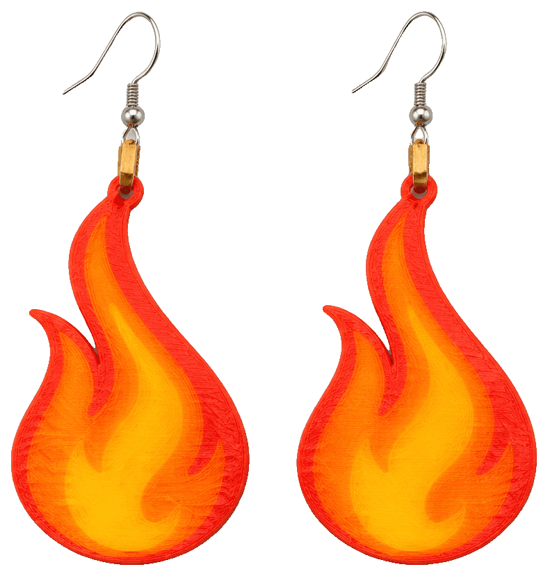 Pendientes Llamas — 3D-printed earrings