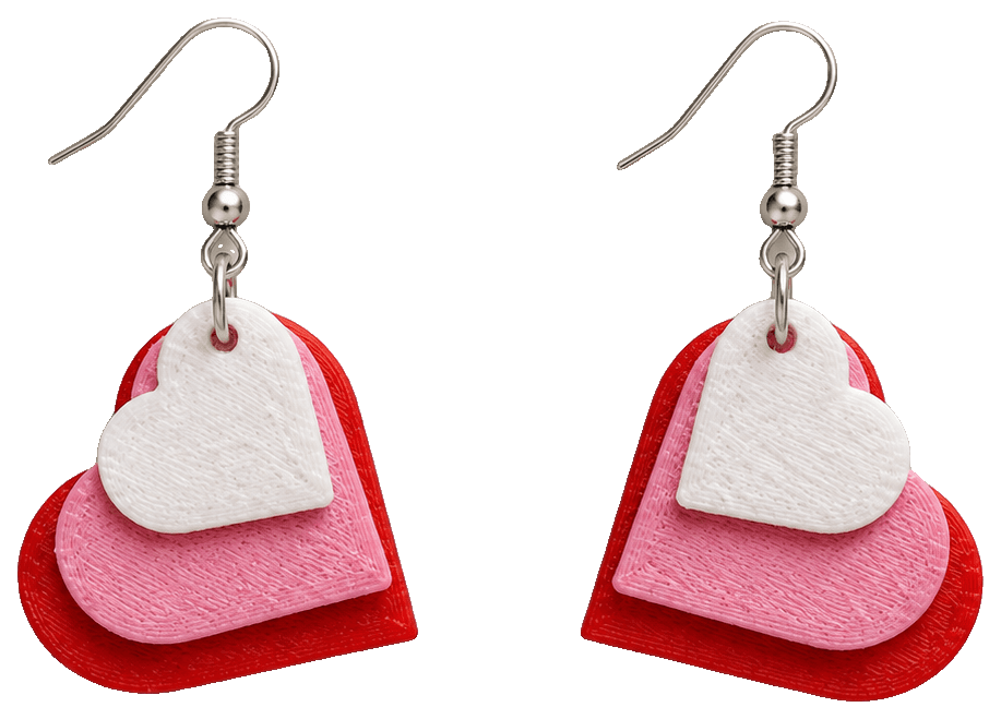 Heart Layer Earrings — 3D-printed earrings
