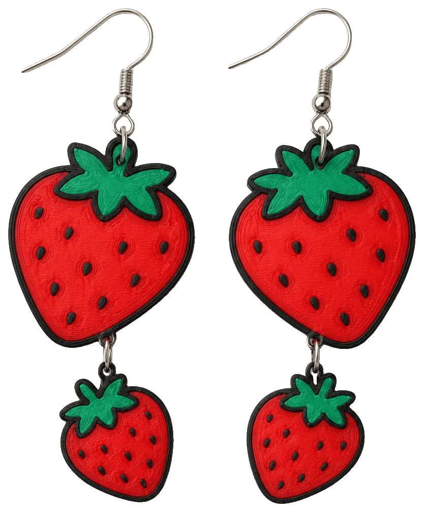 Strawberry Earrings dangle and studs charms — 3D-printed earrings