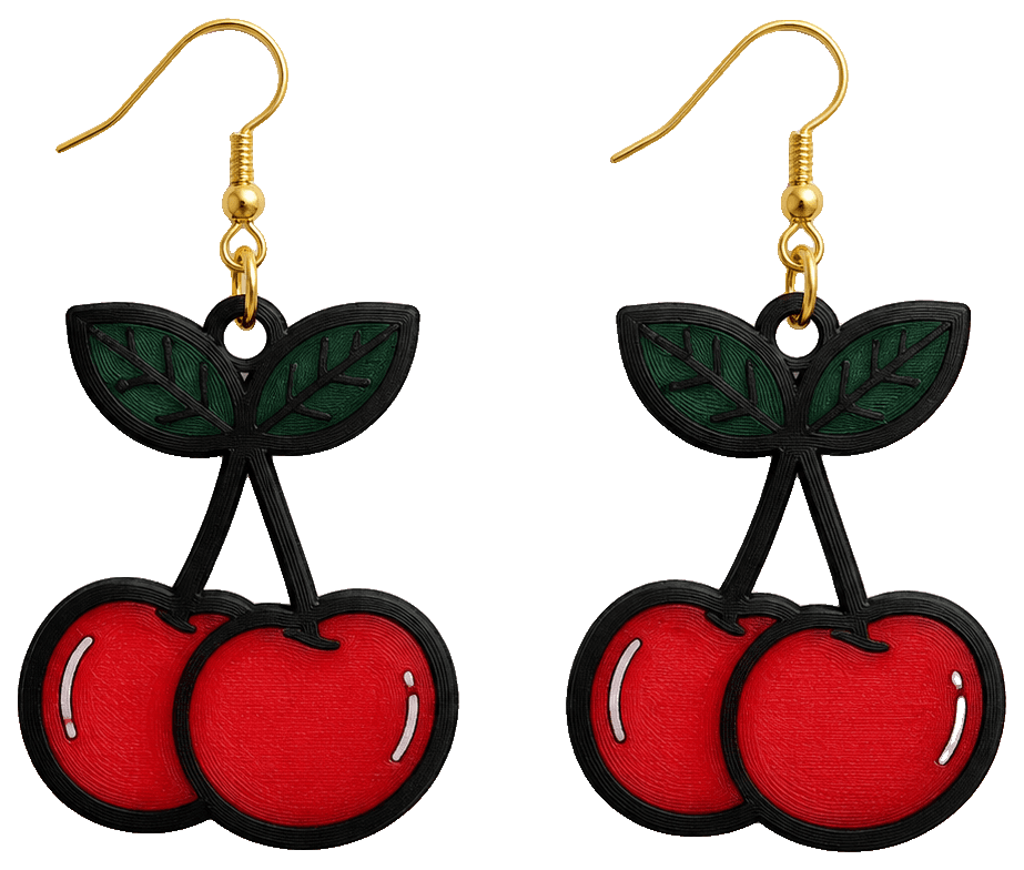 Pendientes cerezas — 3D-printed earrings