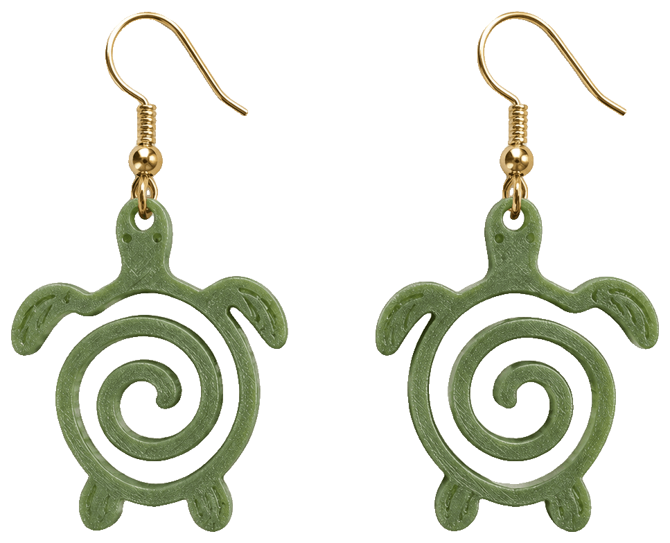 line art Ocean turtle earrings — 3D-printed earrings