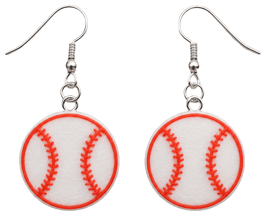 Baseball Earrings — 3D-printed earrings