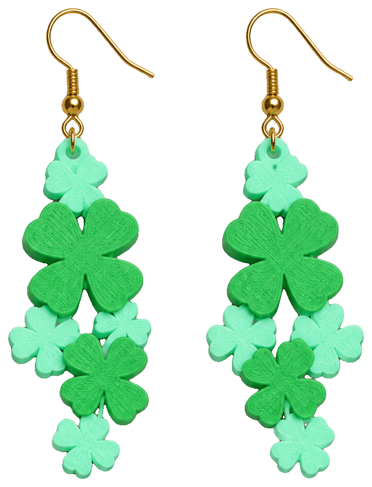 Shamrock Cluster Earrings — 3D-printed earrings