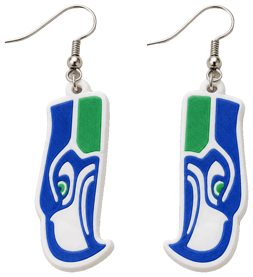 Seattle Seahawks Earrings — 3D-printed earrings