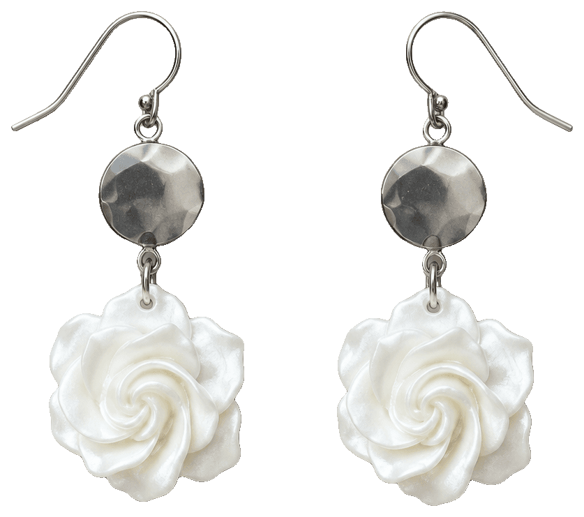 Graceful Gardenia Flower Earrings — 3D-printed earrings