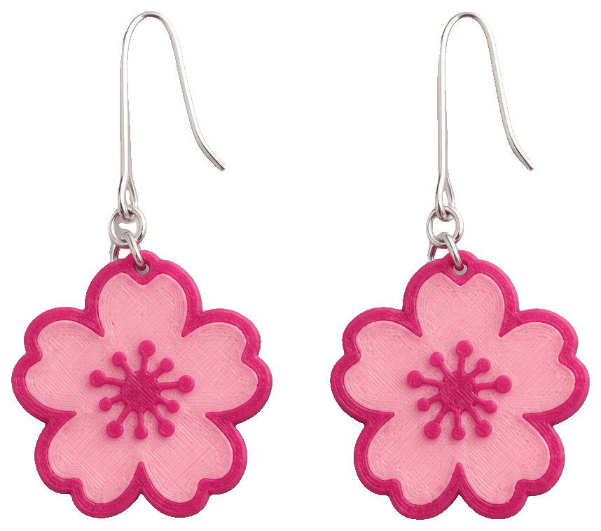 Cherry Blossom Earrings by Kt's Glitter Bar — 3D-printed earrings