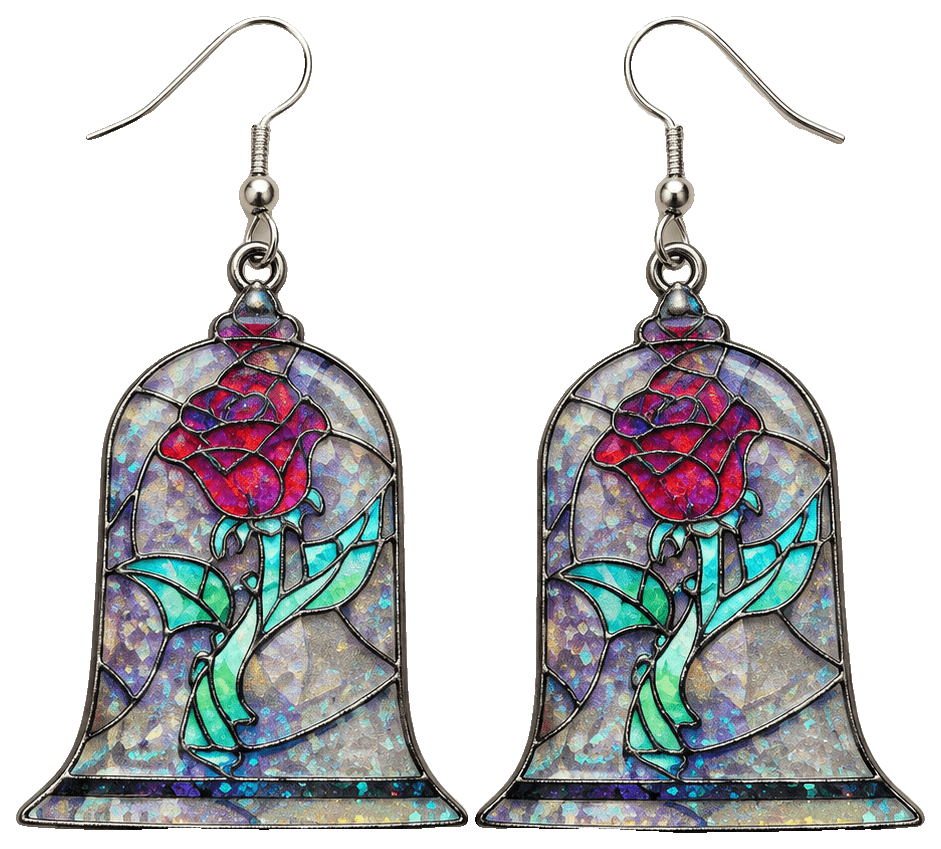 Beauty and the Beast Rose Rose Dangle Earrings — 3D-printed earrings