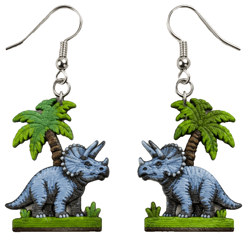 Triceratops - Dino Earrings — 3D-printed earrings