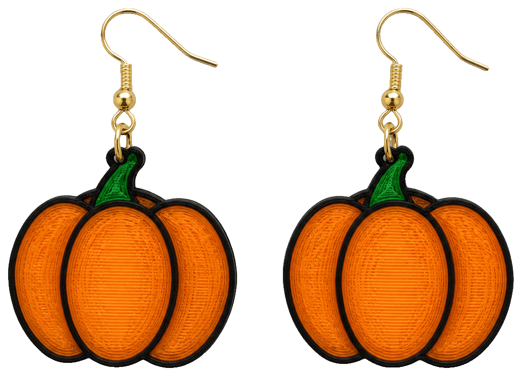 Fall/Halloween Pumpkin Earrings / Keychains — 3D-printed earrings