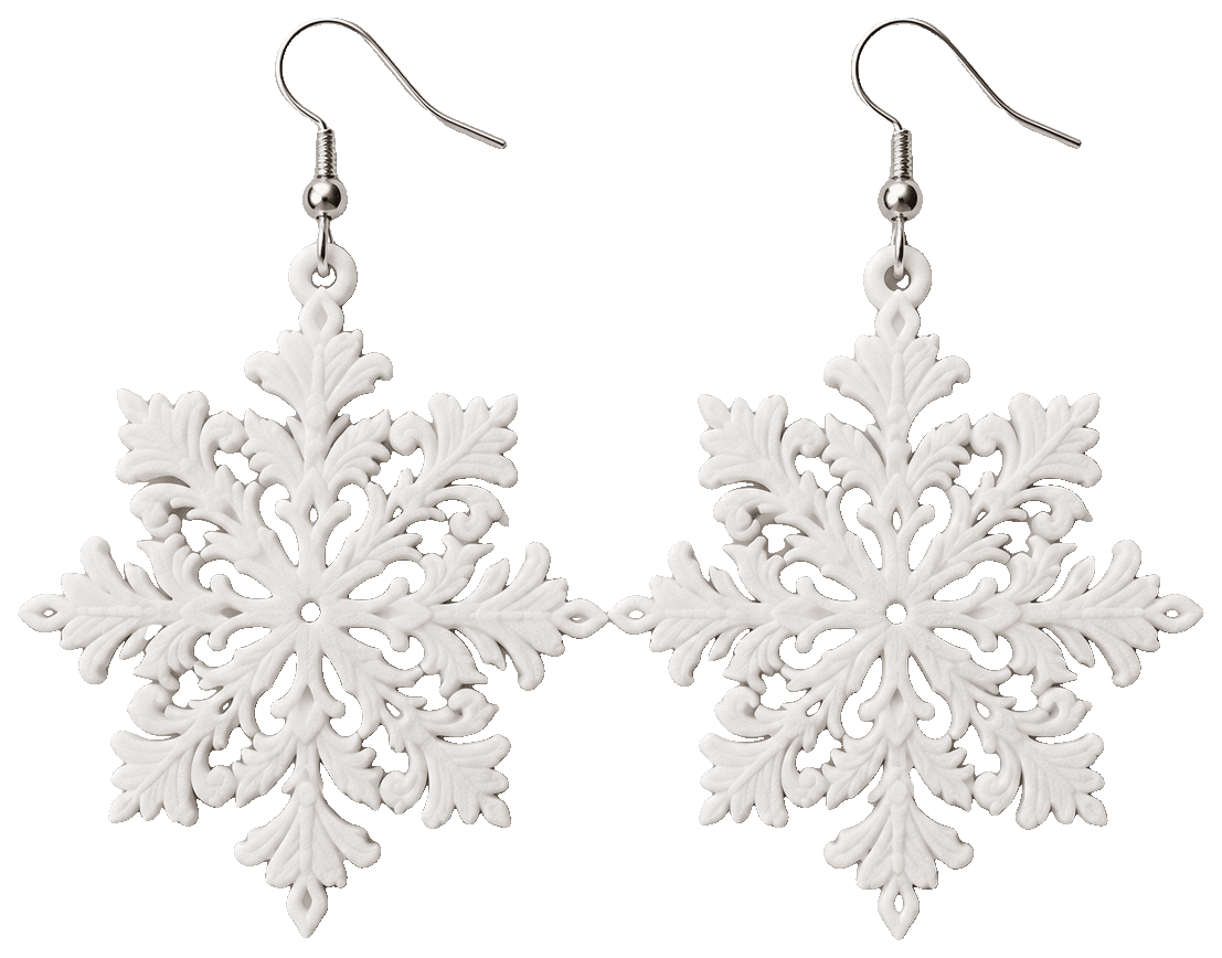 Snowflakes - Winter Earrings — 3D-printed earrings