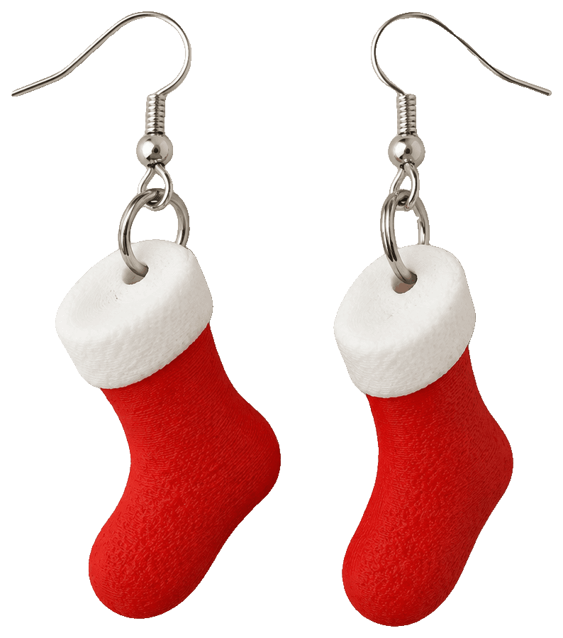 Christmas Stocking Earrings — 3D-printed earrings