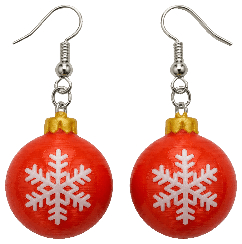 Christmas Ornament Earrings - Snow Flake — 3D-printed earrings