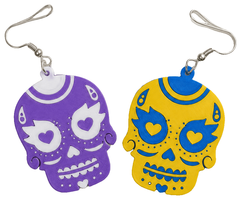 Mexican skull earrings Día de muertos — 3D-printed earrings