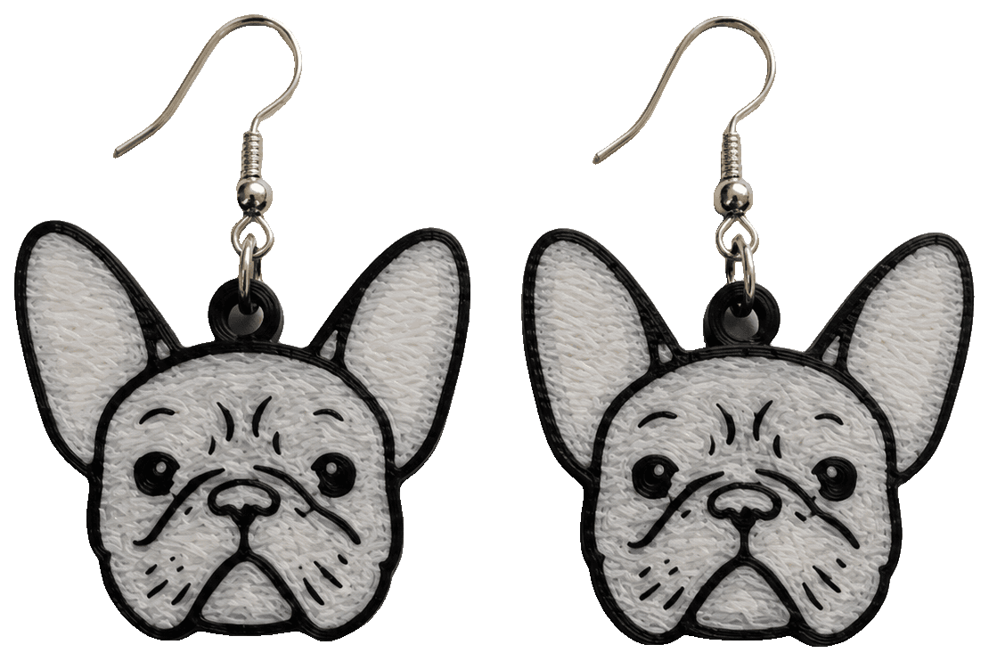 French Bulldog Earrings — 3D-printed earrings