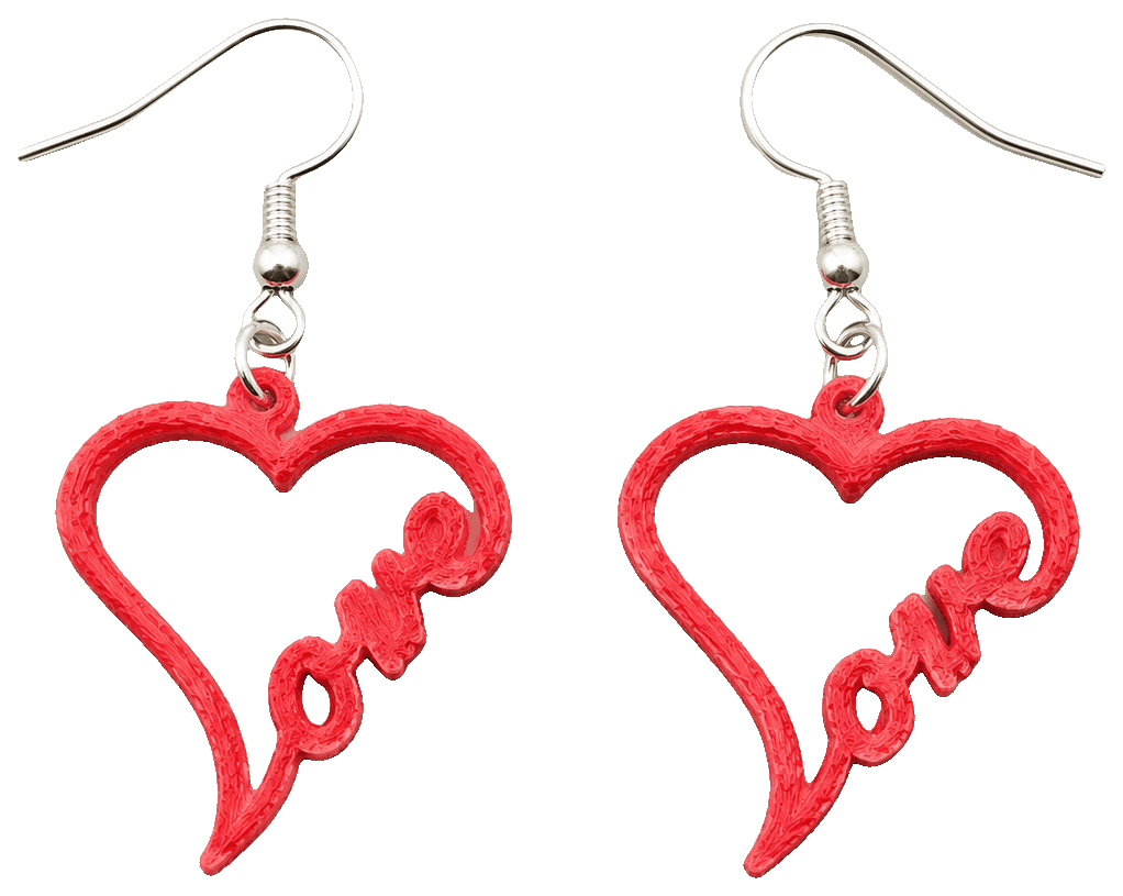 Love earrings by RobotGeek — 3D-printed earrings