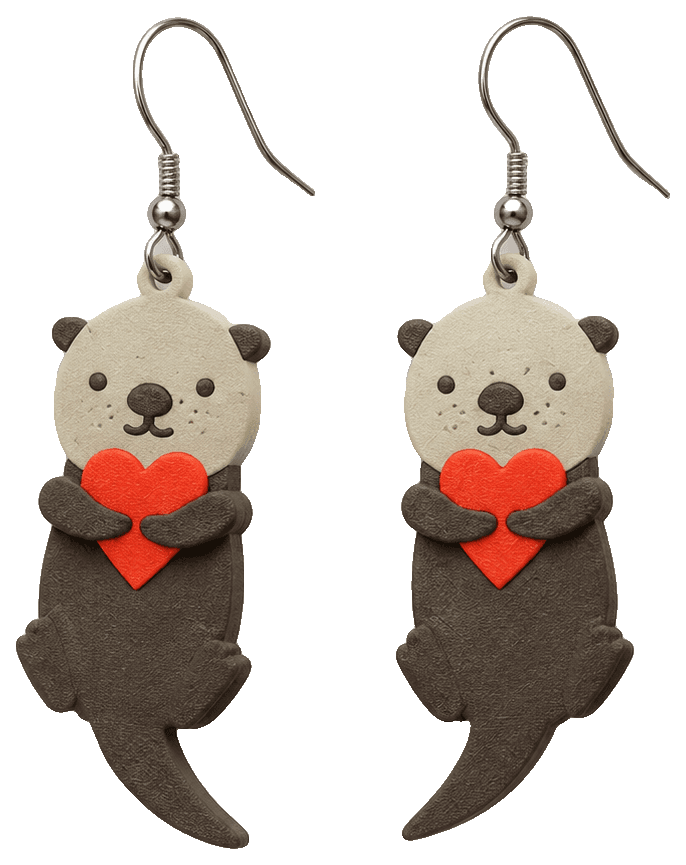 Otterly In Love | A valentine's day earring gift — 3D-printed earrings