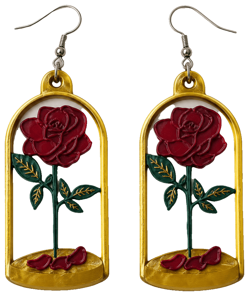 Glass Rose Earrings — 3D-printed earrings