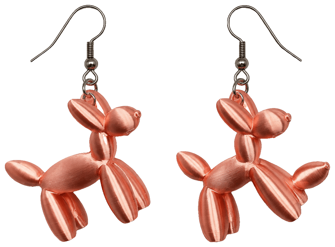 Balloon dog earrings/keychain — 3D-printed earrings