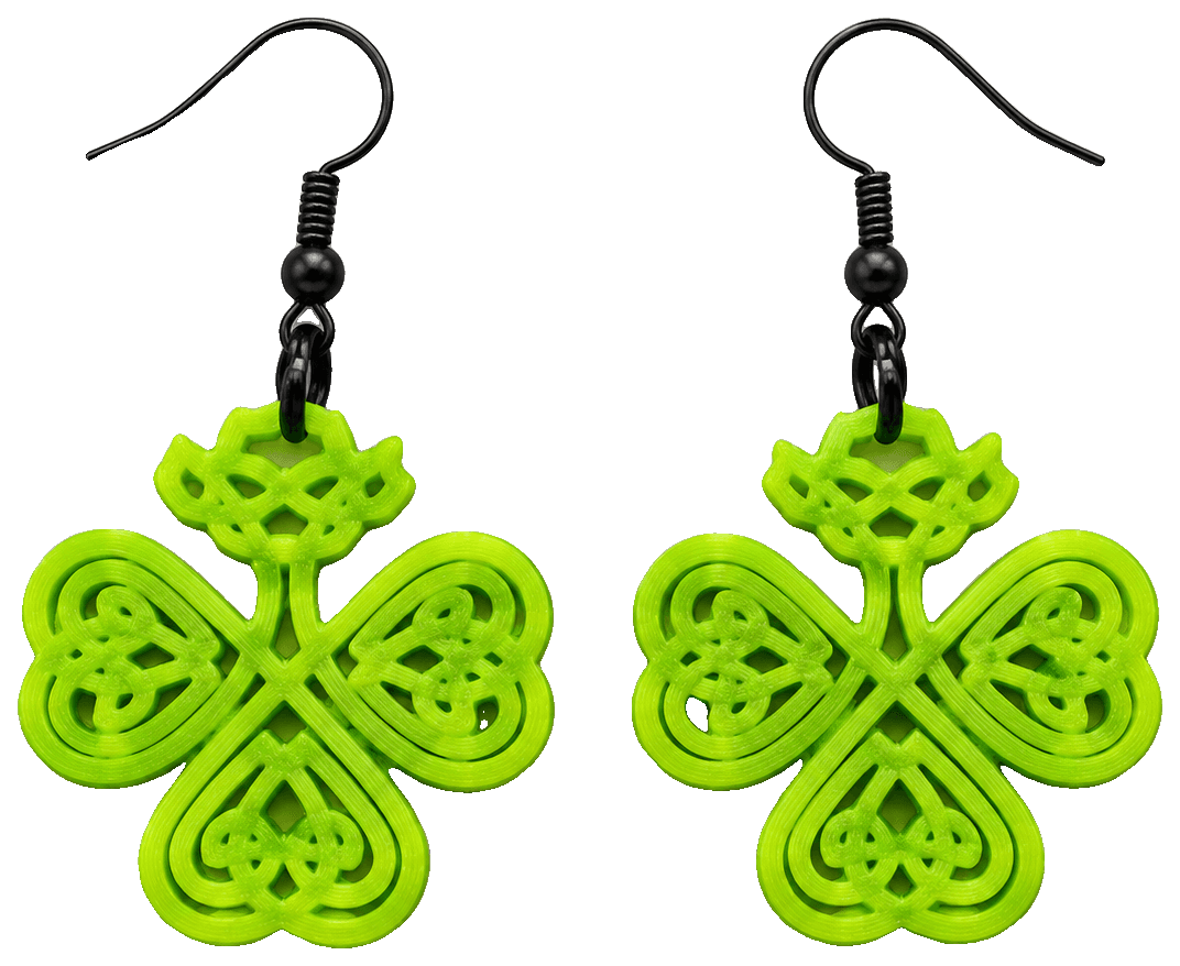Celtic Shamrock St. Patrick's Day Earrings — 3D-printed earrings