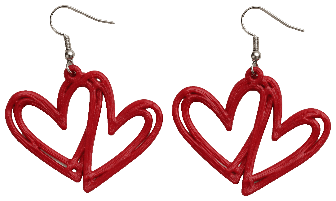 Sketched heart earrings — 3D-printed earrings