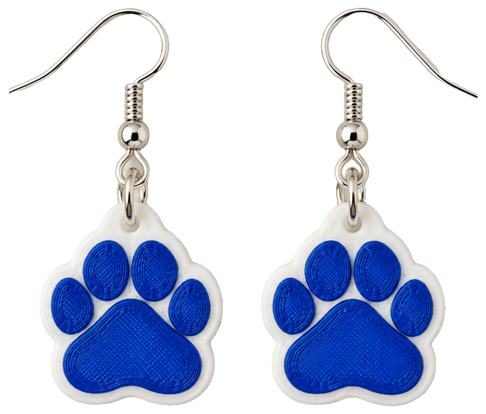 Paw Print Earrings — 3D-printed earrings