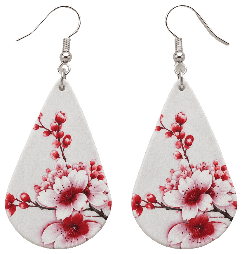 Cherry Blossom HF teardrop earrings — 3D-printed earrings