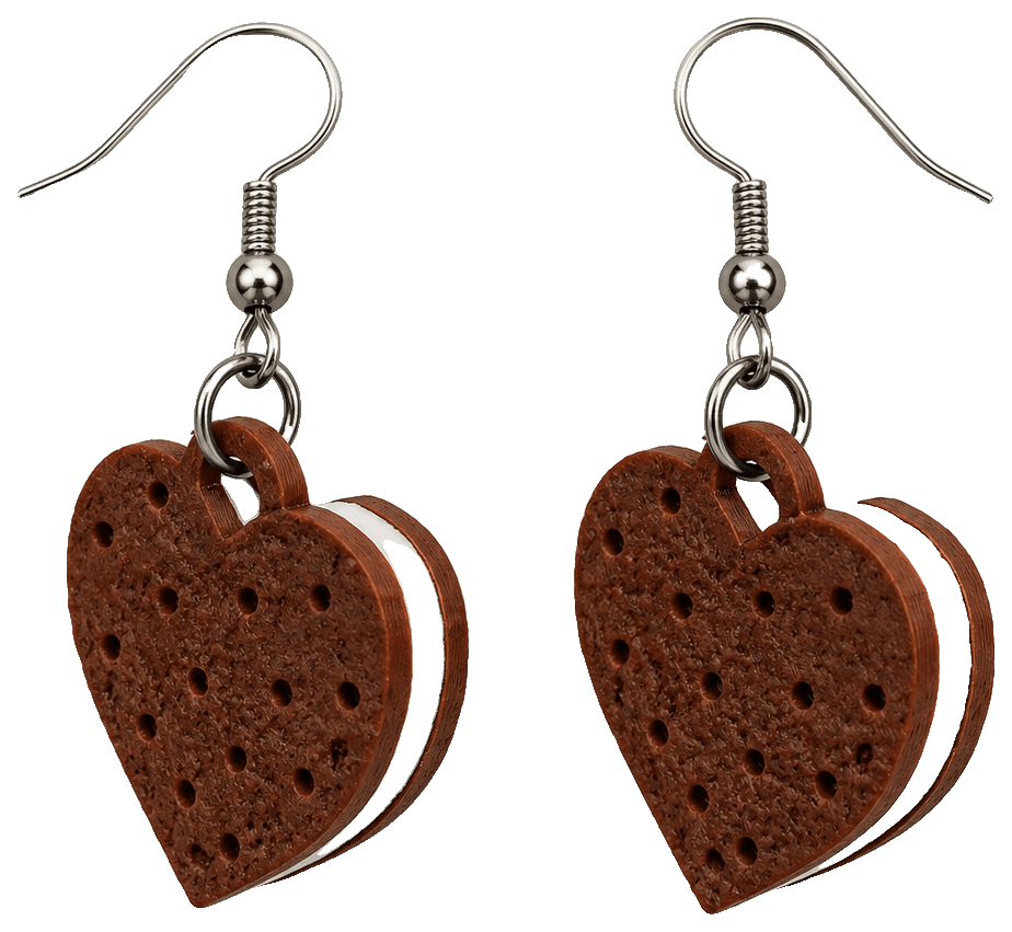 Heart Ice-cream Sandwiches Earrings — 3D-printed earrings