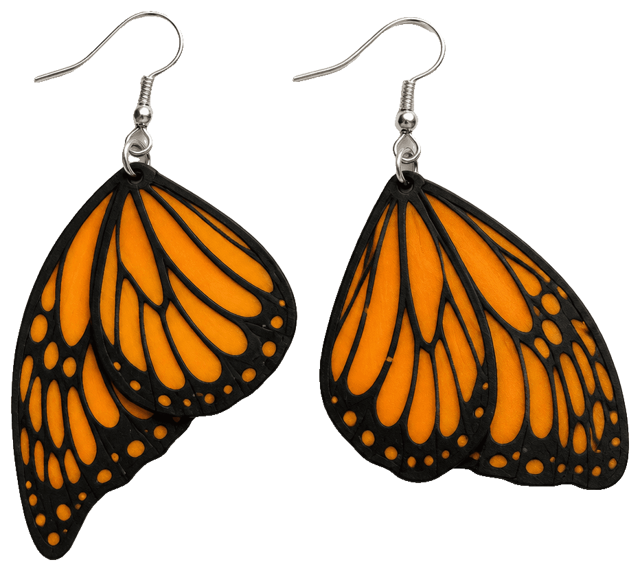 Monarch Flutter Wing Wing Earrings, Quick Printing — 3D-printed earrings