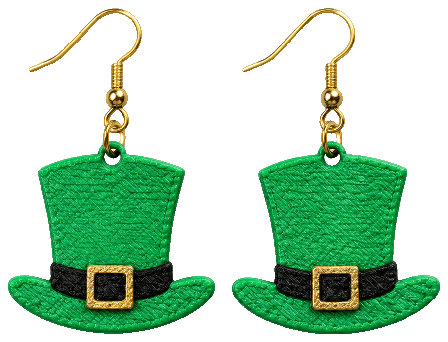Leprechaun Hat Earrings — 3D-printed earrings