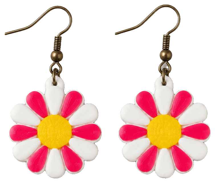 Flower Earrings by Printcess Jacqueline 3D Designs — 3D-printed earrings