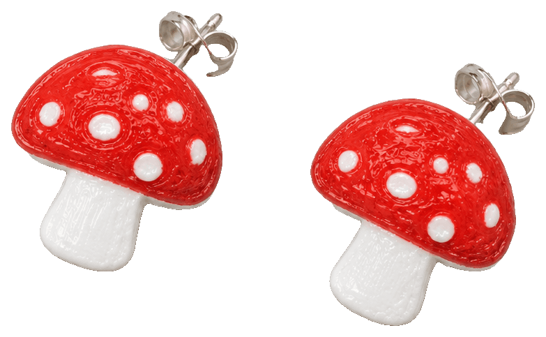 cutesy mushroom stud earrings jewelry gift — 3D-printed earrings