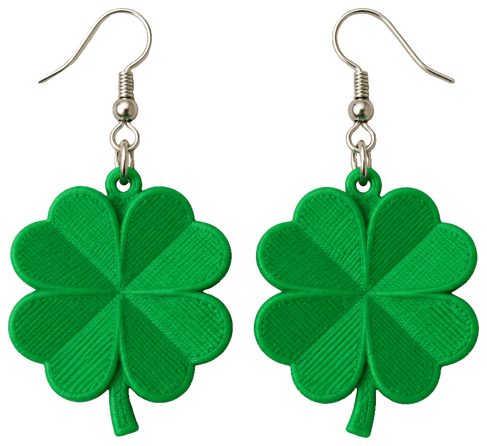Shamrock earrings #2, no AMS 0.4 mm nozzle — 3D-printed earrings