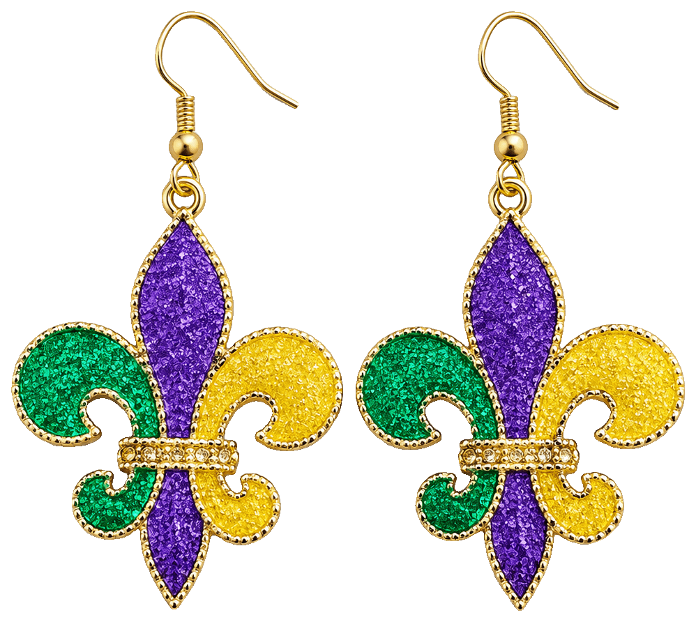 Mardi Gras Fleur de Lis Earrings — 3D-printed earrings