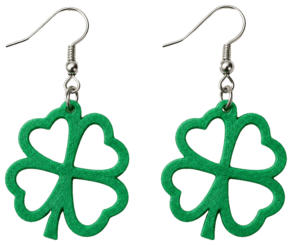 Shamrock earrings by BSK — 3D-printed earrings