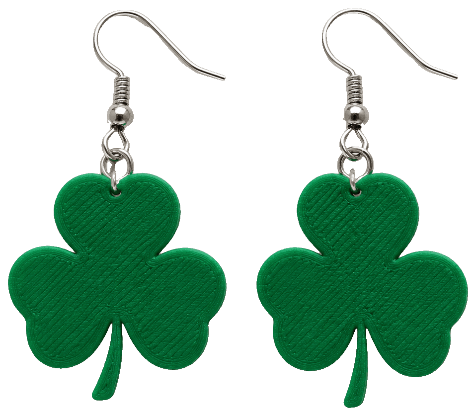 3 shamrock leaf earrings — 3D-printed earrings