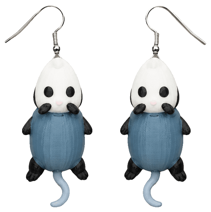 Opossum earrings — 3D-printed earrings