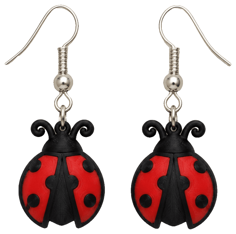 Ladybug Earrings (Spring 2025 - Design 2/5) — 3D-printed earrings