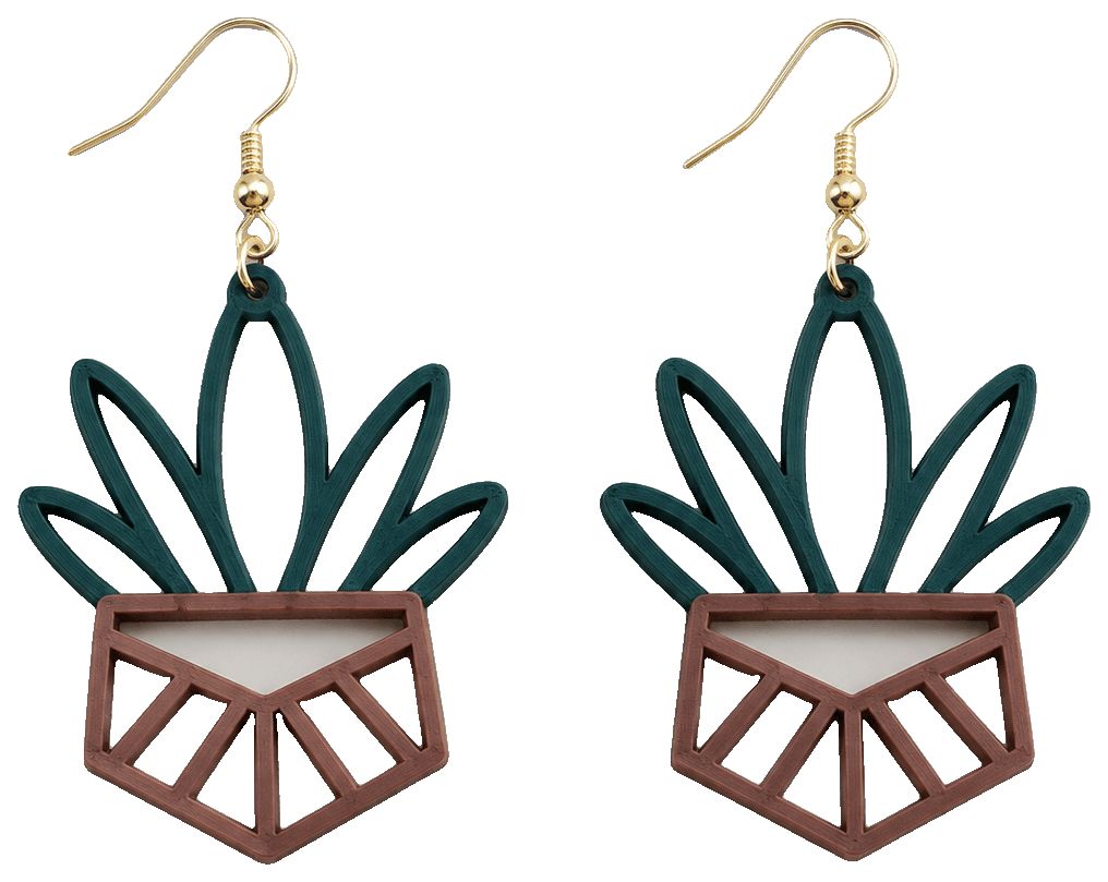 Potted Plant Earrings — 3D-printed earrings