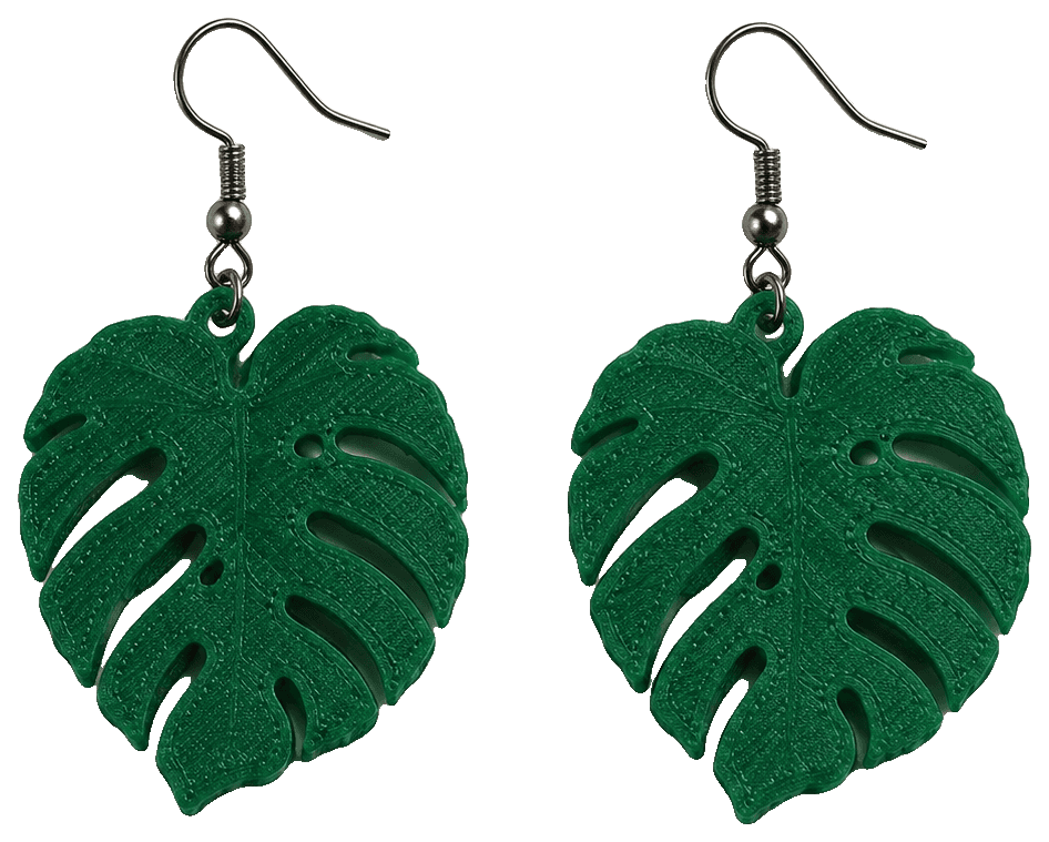 Monstera leaf earrings by kikaster6 — 3D-printed earrings
