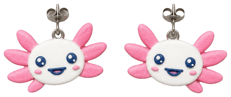 Axolotl Stud Earring — 3D-printed earrings