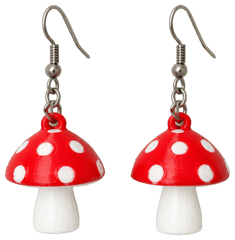 Tiny Mushroom Earrings — 3D-printed earrings