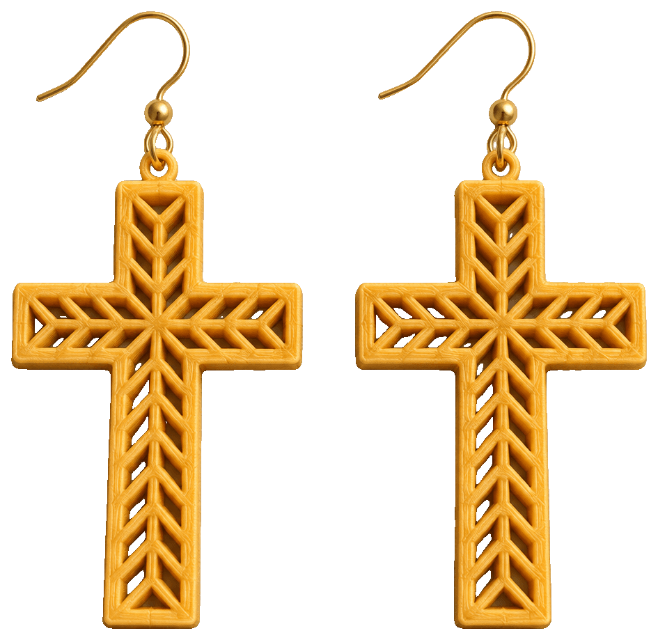 Mini Cross Earrings in Geometric Design — 3D-printed earrings