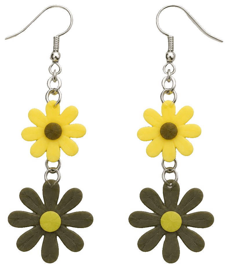 Retro Flower Earrings — 3D-printed earrings