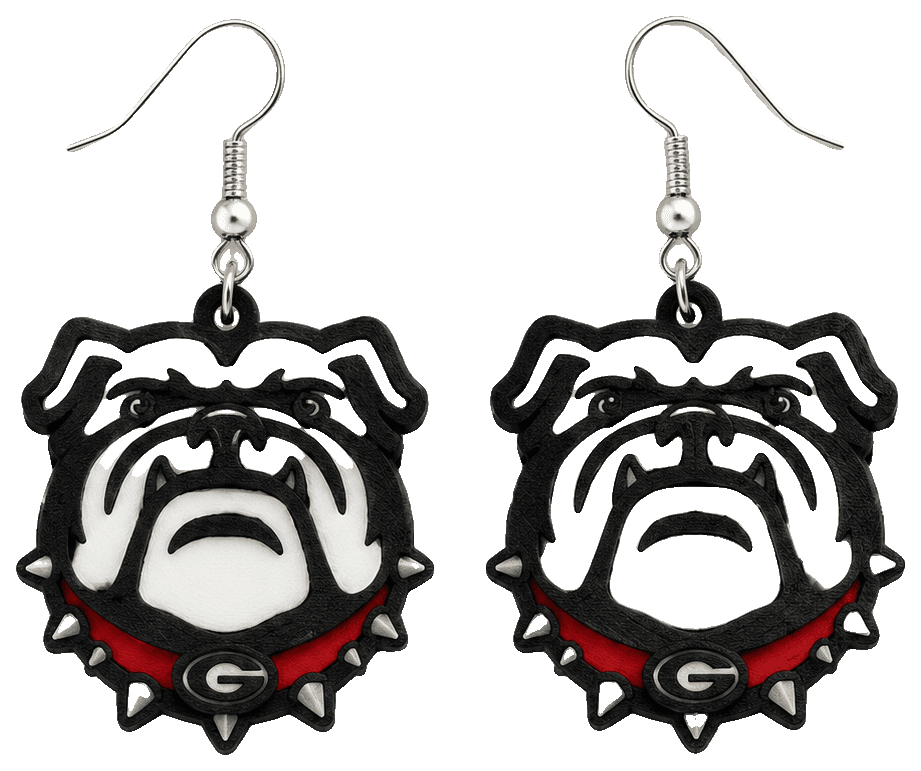 UGA Dawg Earrings — 3D-printed earrings