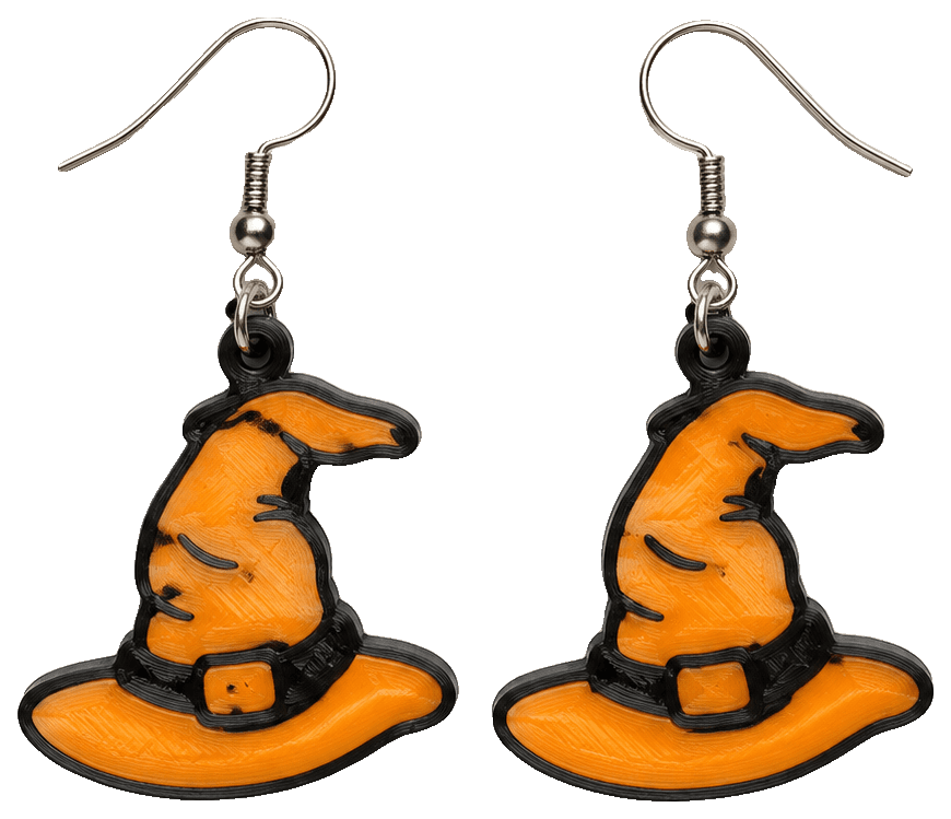 Halloween witch hat earrings — 3D-printed earrings