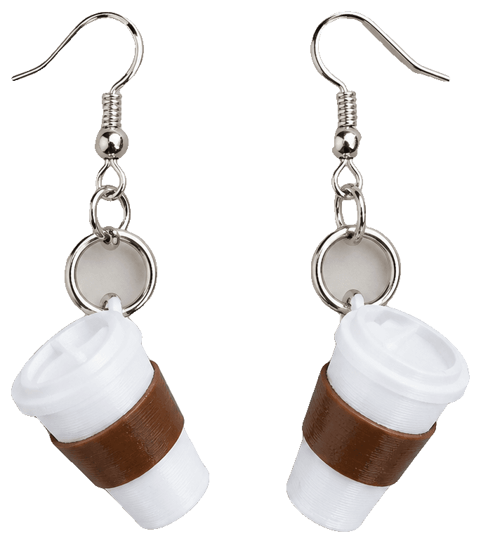 Cute Coffee Cup Dangle Earrings - Commercial Use — 3D-printed earrings