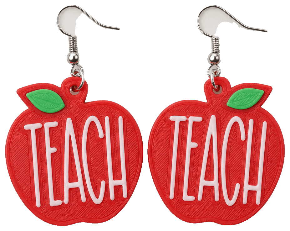 Teach Fruit Earrings for Teacher School Gift — 3D-printed earrings